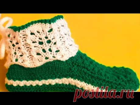 Красивые  следки с манжетом спицами. Напоминание.