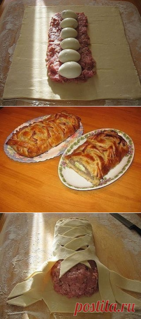 Мясной рулет в тесте по-домашнему
