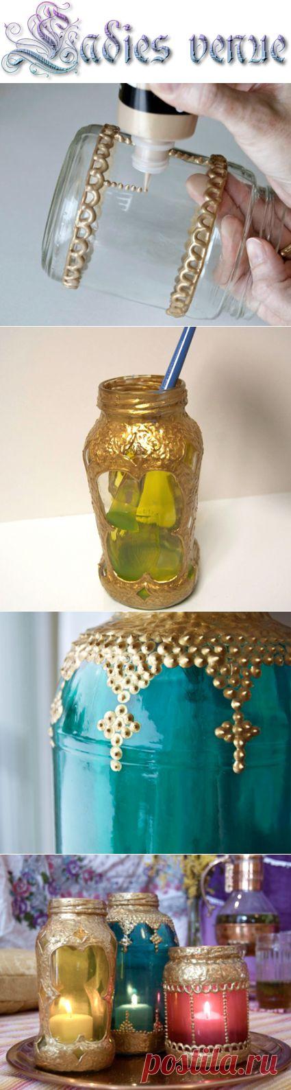 Подсвечник в восточном стиле из стеклянной банки | Ladiesvenue