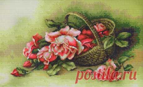 Вышивка &quot;Корзина с розами&quot; | Скачать схему бесплатно на сайте Stitchart.net