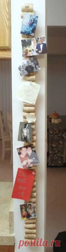 Hot glue corks on a yard stick and you get a vertical cork…