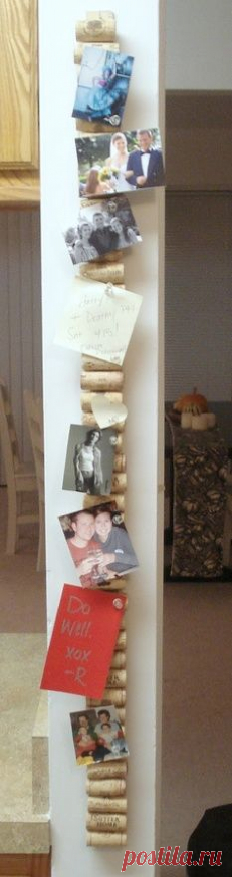 Hot glue corks on a yard stick and you get a vertical cork…