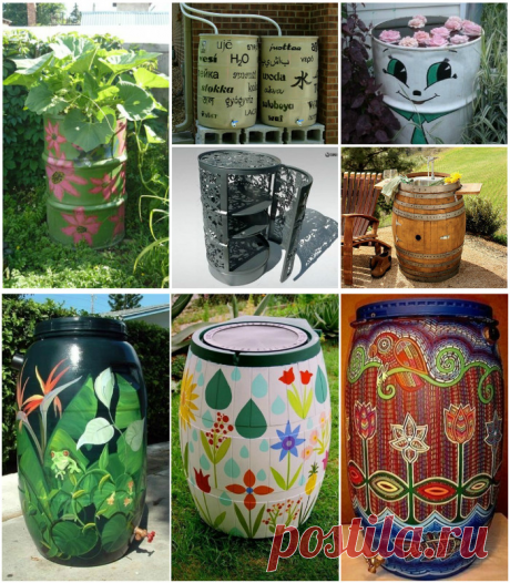 Садовые бочки раскрашиваем и декорируем: яркие идеи