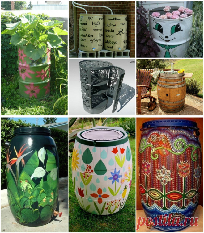 Садовые бочки раскрашиваем и декорируем: яркие идеи