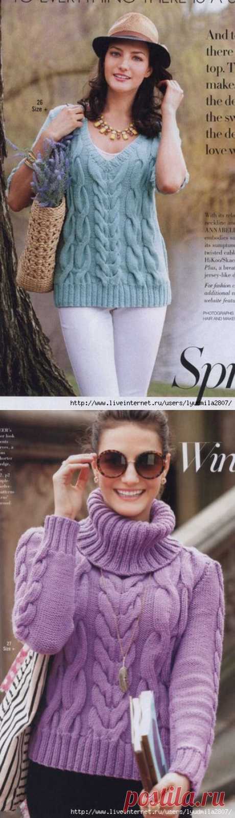Два пуловера с одним узором из Vogue Knitting 2014