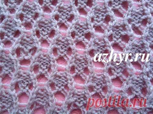 Несложный ажурный узор спицами с описанием | Ажур