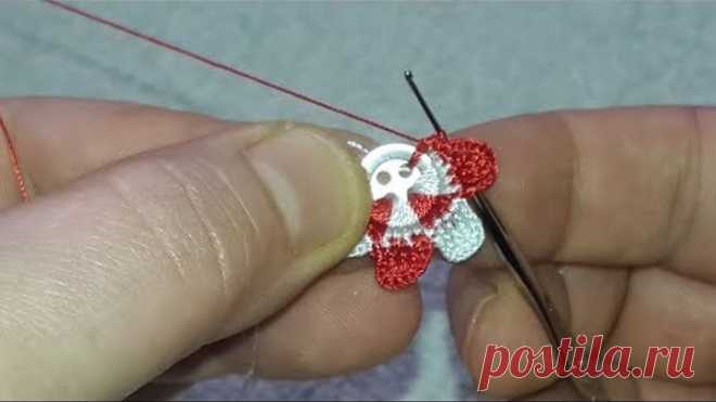 Düğme oyası yapılışı