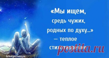 «Мы ищем, средь чужих, родных по духу» — теплое стихотворение