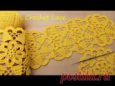 Ажурное ЛЕНТОЧНОЕ КРУЖЕВО вязание крючком КАЙМА мастер-класс How to Crochet Lace Tape Ribbon