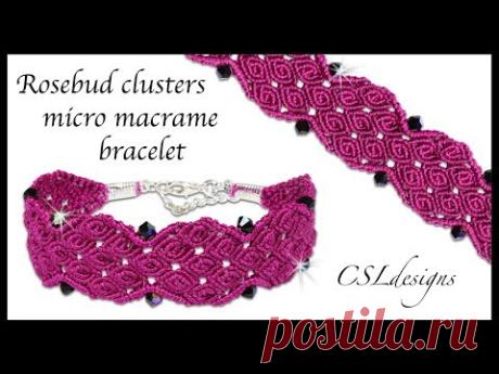 Rosebud clusters micro macrame bracelet ⎮ Valentine's Day