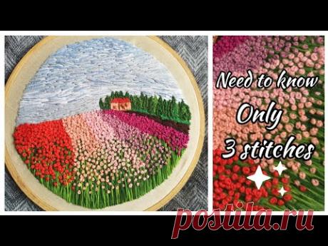 Easy Hand Embroidered 3D Scenery| Hand Embroidery tutorial | French knot