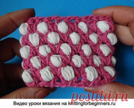 Начинаем вязать – Видео уроки вязания » “Двухцветный узор по кругу” – Вязание крючком – Узор №63