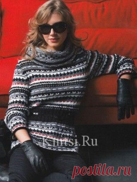 Пуловер с отдельным воротником. Вязание для женщин / Пуловеры / Спицами