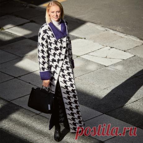 Шикарное пальто с узором «гусиные лапки»