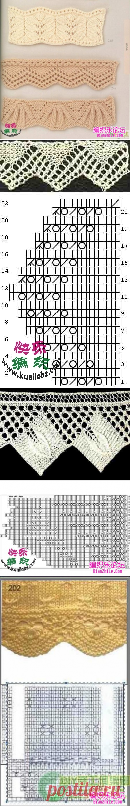 棒针花边编织图样，多种花型-编织乐论坛
