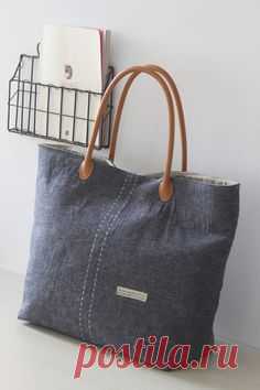 TOTE BAG/ Shoulder bag/ Shop bag/ Market bag/ Jean Blue…