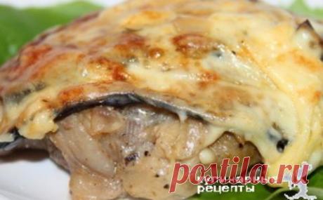 Свинина "Кумовская", запеченная с грибами под баклажанами | Четыре вкуса