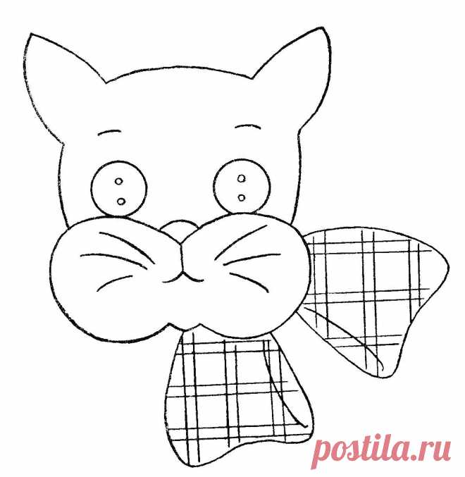 Кот с глазами пуговицами - аппликация