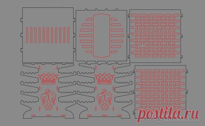 Скачать макет (чертеж) мангала вертикального "Корона" в формате DXF