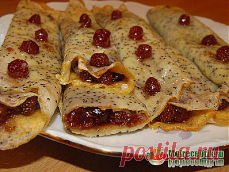 Рецепт с фото: Блины маковые с земляничной начинкой.