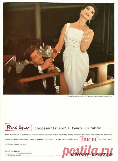 Model in seductively draped cocktail dress by Frank Usher,… | Flickr