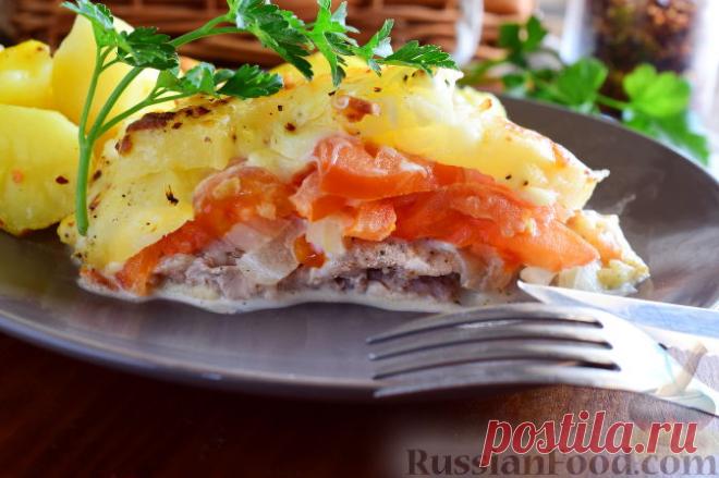 Рецепт: Свинина, запеченная с ананасами и картофелем на RussianFood.com