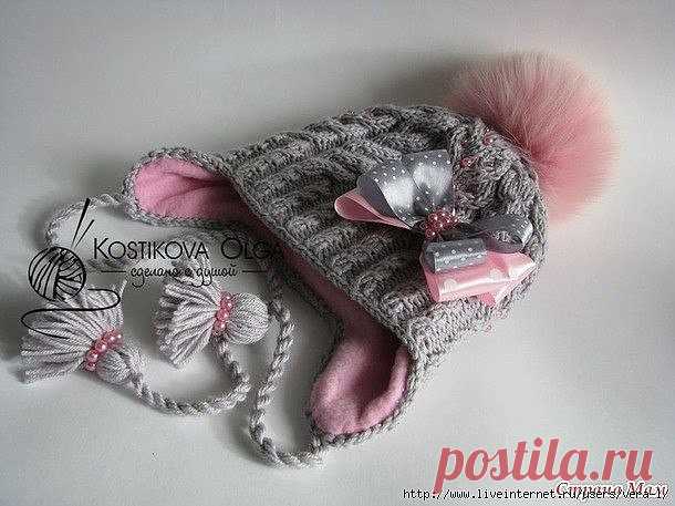 РОСКОШНАЯ ШАПОЧКА РУЧНОЙ РАБОТЫ 