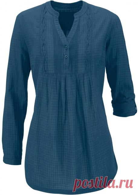 Туника с длинными рукавами с ригелями - темно-синий