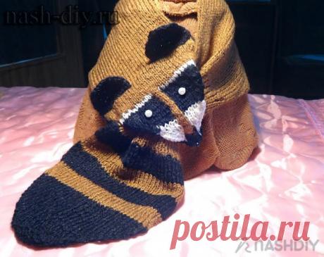 Детский шарф Енот вязание спицами