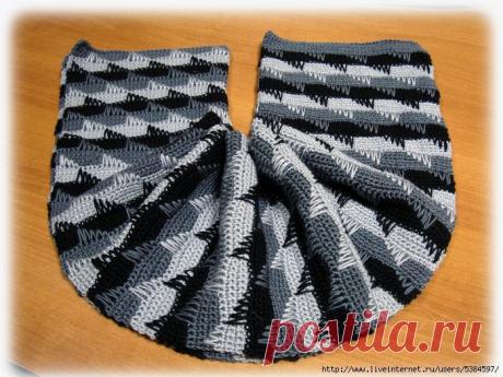 Мужской шарф из пряжи трёх цветов. Крючком. Схема. МК. / Обсуждение на LiveInternet - Российский Сервис Онлайн-Дневников