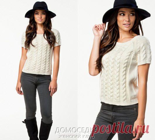Вязаный топ с косами | ДОМОСЕДКА