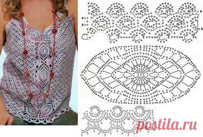 Летний топик из ажурных мотивов