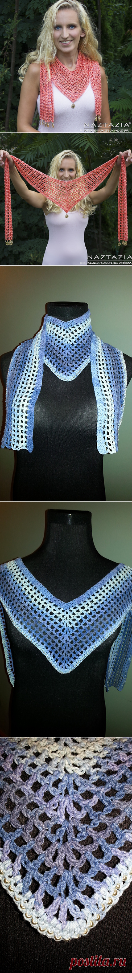 Шарф крючком. The V Scarf by Naztazia.