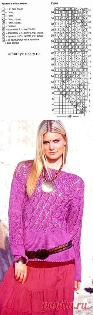 Ажурный узор для вязания спицами / Вязание для женщин спицами. Схемы / PassionForum - мастер-классы по рукоделию