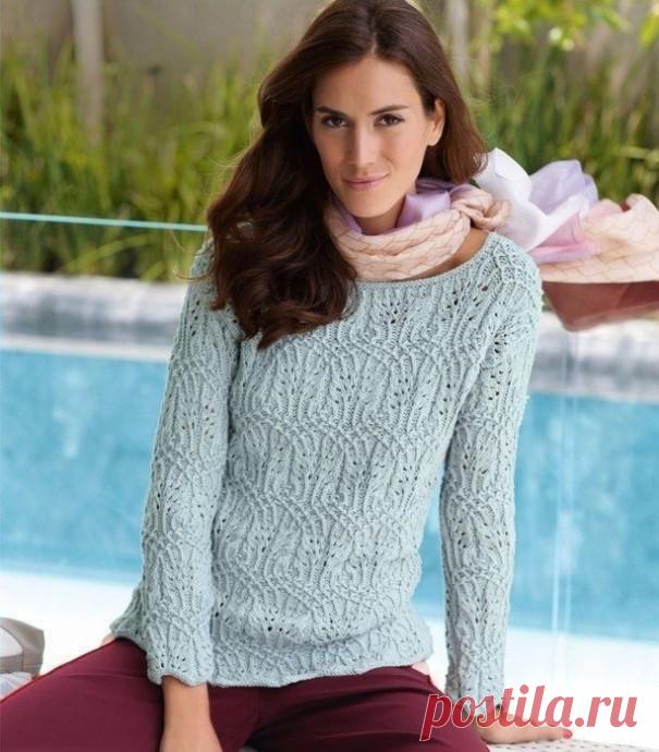​Простой пуловер очень красивой вязкой