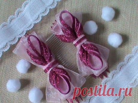 DIY/МК Как сделать бантики из глитерного фоамирана и органзы