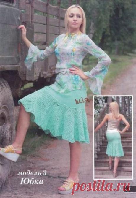 Летняя юбка спицами.