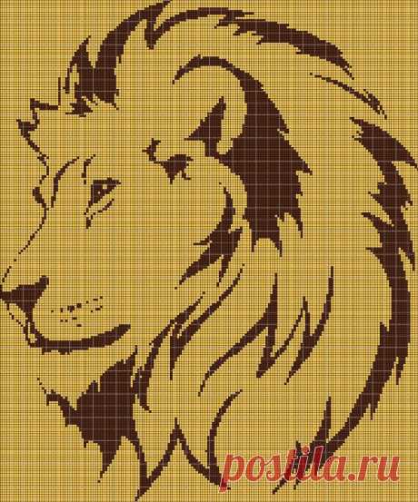 Схема вышивки крестом силуэта Голова льва 2 в формате pdf