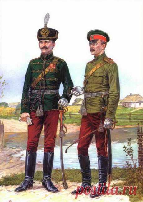 Офицеры 9-го гусарского Киевского Его Величества Короля Эдуарда 7 полка: в зимней парадной форме вне строя и в летней строевой парадной или обыкновенной форме. 1910 г. / Историческая справка