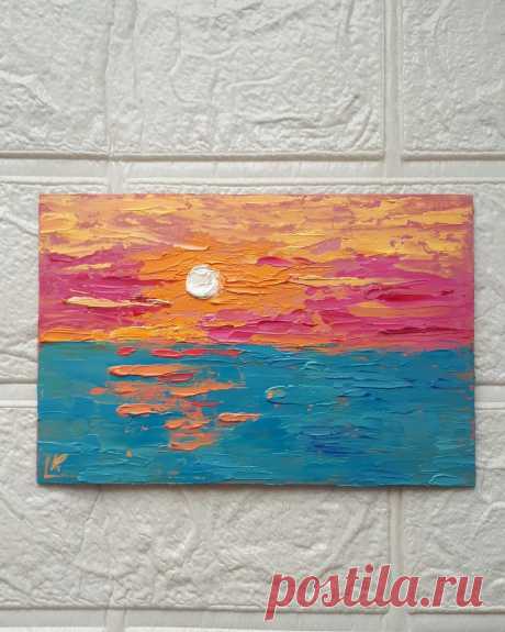 Морской пейзаж маслом, на картоне. Пишите для покупки в сообщения.