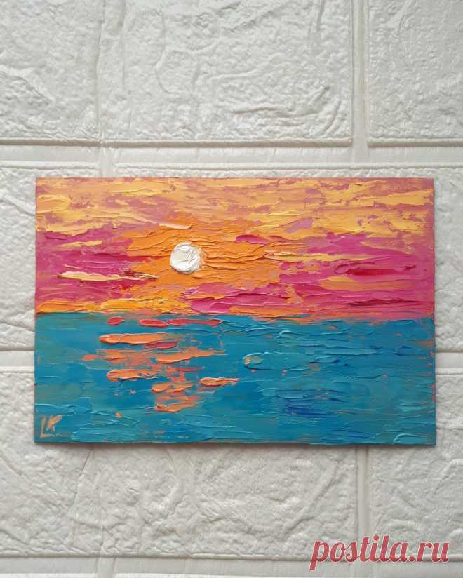 Морской пейзаж маслом, на картоне. Пишите для покупки в сообщения.