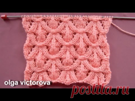 Рельефно-ажурный узор 431 Узоры спицами - YouTube