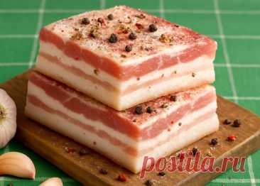 Нежное домашнее сало сухого посола с чесноком и специями
Такое сало получается мягкое, ароматное и отлично хранится, а вкус раскрывается с каждым днём всё ярче, делая ломтик буквально тающим во рту.
Что потребуется
свежий шпик с мясными прослойками — около 1 кг

соль крупная — 4 ст. л. без горки

чеснок — 5–7 зубчиков

смесь перцев грубого помола — 1 ч. л.

лавровый лист — 3–4 шт.
паприка или хлопья острого перца — по вкусу