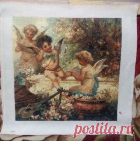 Этап процесса вышивки «Купидоны» - Вышивка крестом