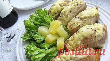 Свиные рулеты с ананасами
