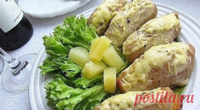 Свиные рулеты с ананасами