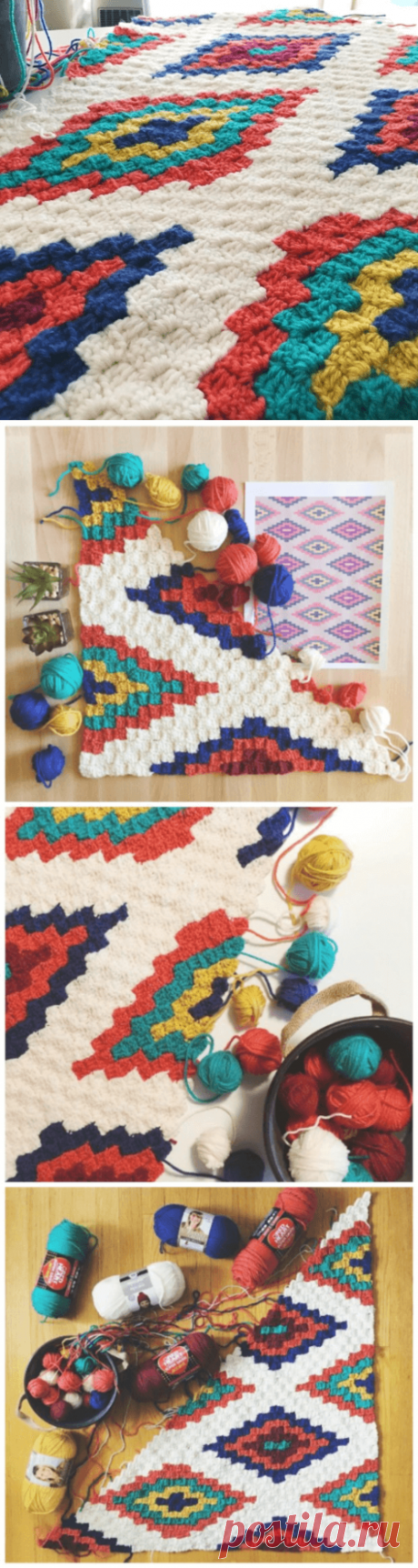 Corner To Corner Crochet Southwestern Afghan Throw blanket