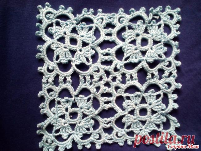 МК Простой и красивый мотив- квадрат МК мотива-квадрата крючком. Прекрасно будет смотрится в салфетке- дорожке, можно связать платье,тунику или блузу. Мотив из МК лучше вязать из тонкой пряжи.