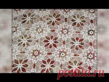 Мотив крючком. Скатерть из мотивов. Сrochet motif. Tablecloth motifs