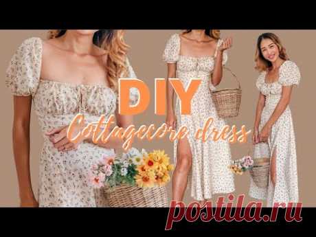 DIY PUFF SLEEVE BUSTIER MIDI DRESS - COTTAGECORE DRESS - Step by step sewing tutorial